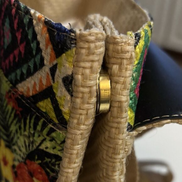 Mexican Maria Doll Backpack Straw Woven Bag Side Snaps Adjustable Straps - Picture 2 of 13